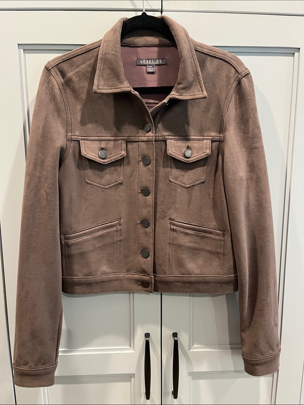 Level 99 Women's Taupe Jean-Style Suede Jacket